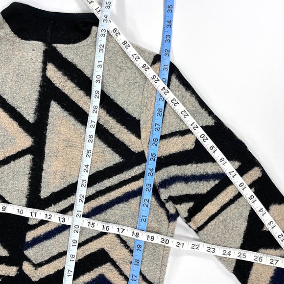 Lucky Brand Intarsia Knit Cardigan Waterfall Drape Open Front Boho Shawl Sweater - Picture 15 of 16